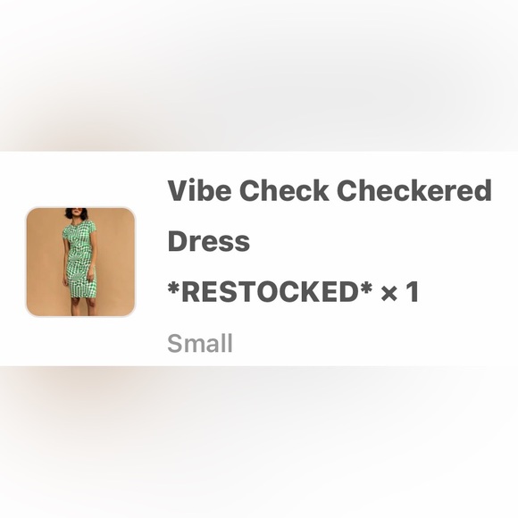 Dressed In LALA “Vibe Check Checkered Dress” Ruched Green White S - Picture 2 of 14